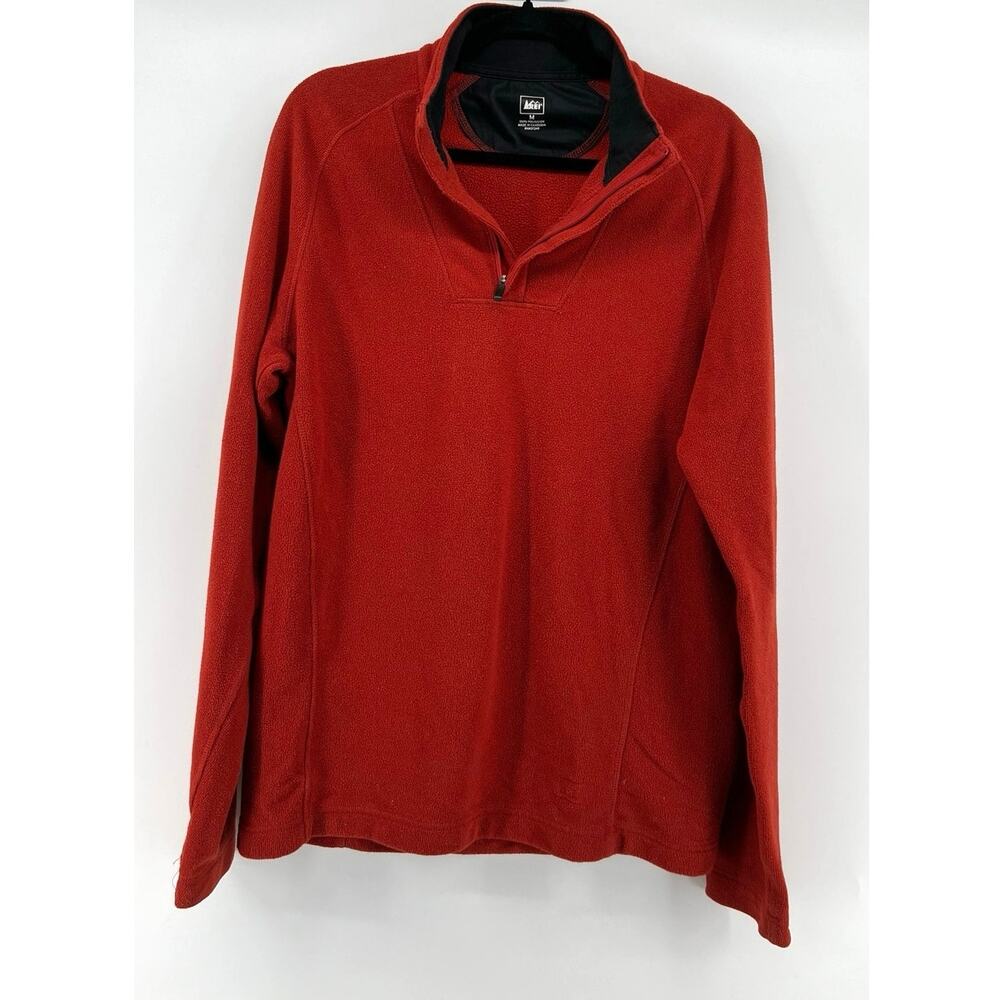 REI | Men's Quarter-Zip Fleece Pullover Mock Neck Red Size M